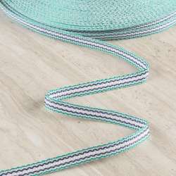 Лента ременная 12мм белая с зелеными, серыми полосками 05В2Г27