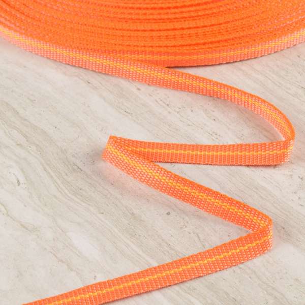 Лента ременная 12мм оранжевая с желтой полоской 05В2Г27