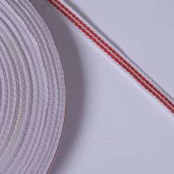 Лента ременная 12мм белая с красной полоской 05В2Г27