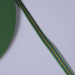 Лента ременная 12мм зеленая с желто-синей полоской 05В2Г27
