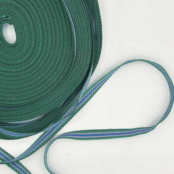 Лента ременная 12мм зеленая с розово-синей полоской 05В2Г27