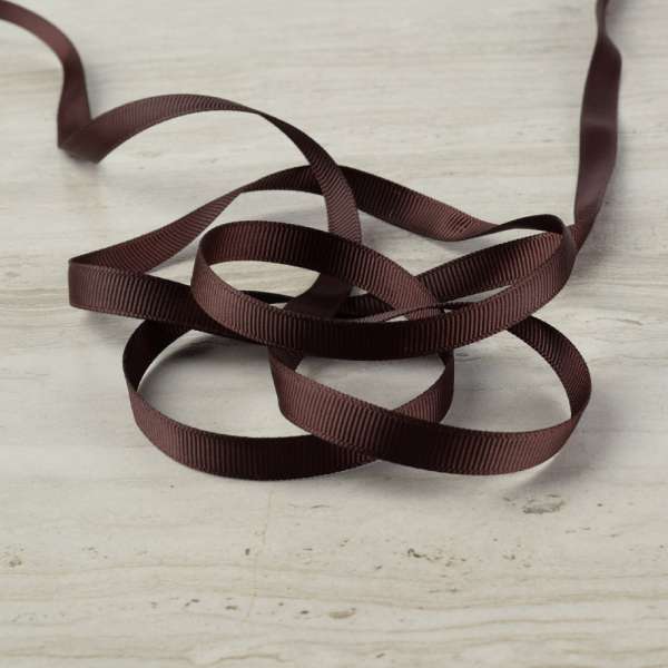 Лента репсовая 10мм коричневый темный