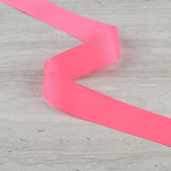 Лента репсовая 40мм розовая неон