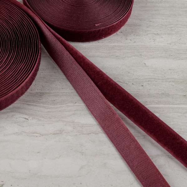 Лента липучка 20мм бордовая