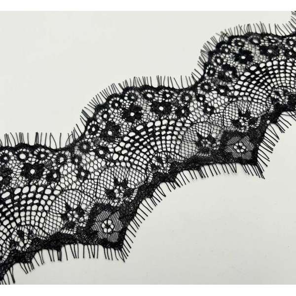 Кружево шантильи черное 80 мм (1м) синтетическое