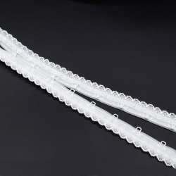 Лента застежка с крючками и петлями 30мм с кружевом  белая