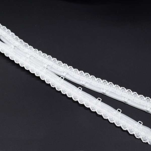 Лента застежка с крючками и петлями 30мм с кружевом  белая