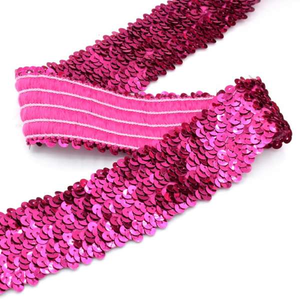 Резинка с пайетками фуксия 45мм