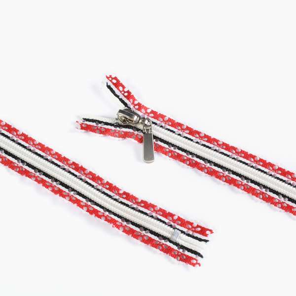 Молния ажурная спиральная М-20 Тип-7 неразъемная бело-красно-черная