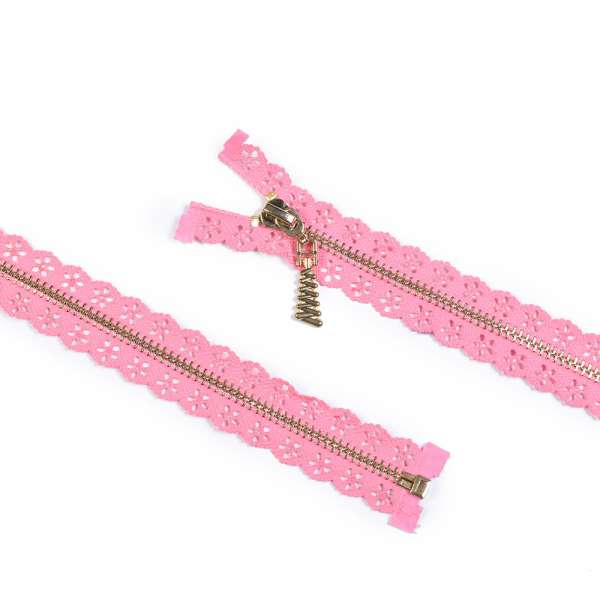 Молния ажурная металл М-70 Тип-7 разъемная розовая