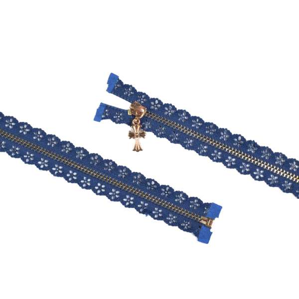 Молния ажурная металл М-70 Тип-7 разъемная синяя