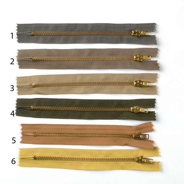 Молния металл М-14 Тип-3 неразъемная х/б золото, в ассортименте