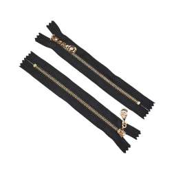 Молния металл М-16 Тип-3 неразъемная х/б бегунок со стразой золото черная