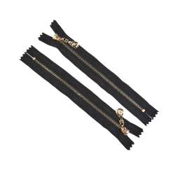 Молния металл М-18 Тип-3 неразъемная х/б золото черная