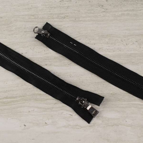 Молния металл М-100 Тип-5 разъемная 2 бегунка черная никель темный