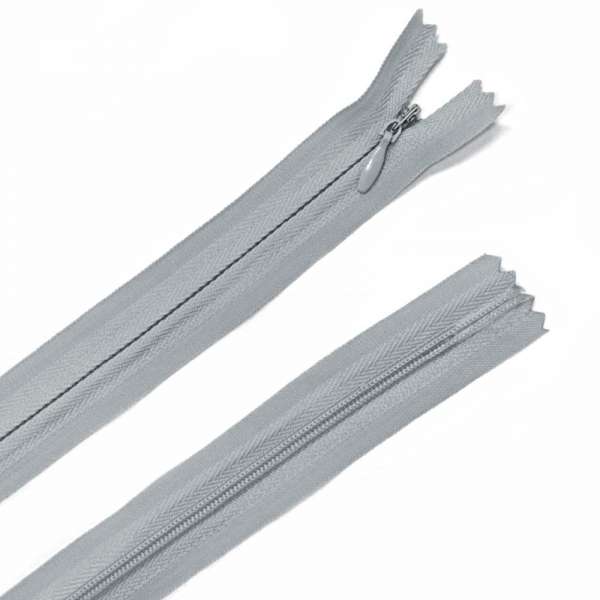 Молния потайная М-24 Тип-3 неразъемная х/б серая с голубым оттенком