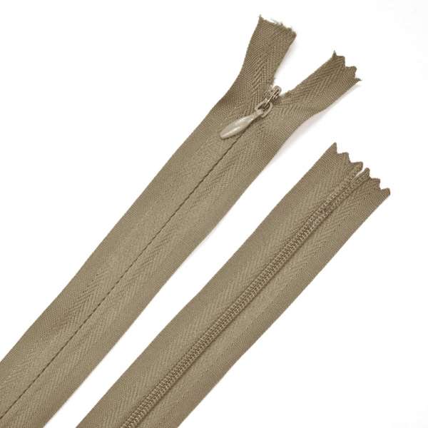 Молния потайная М-60 Тип-3 неразъемная х/б болотная с коричневым отливом