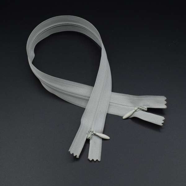 Молния потайная М-40 Тип-3 неразъемная 2 бегунка нейлон сизо-серая светлая