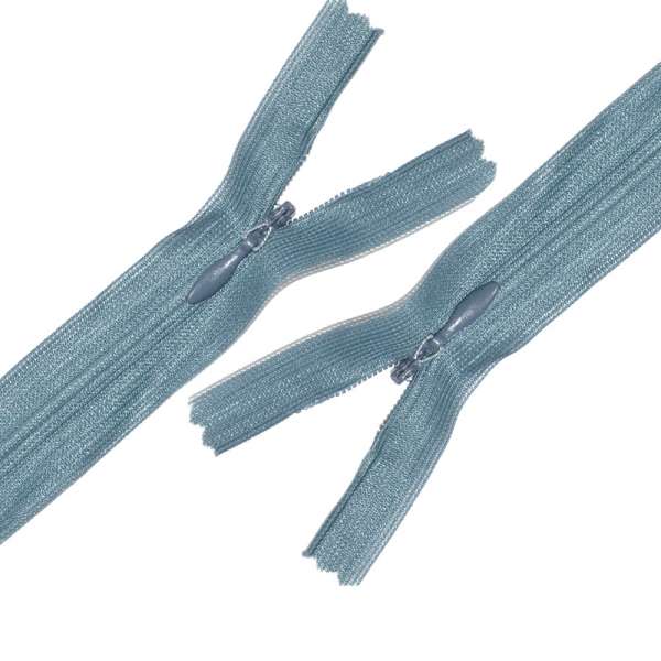 Молния потайная М-55 Тип-3 неразъемная 2 бегунка нейлон серо-синяя