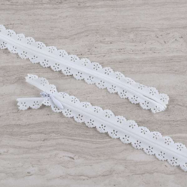 Молния потайная М-20 Тип-3 неразъемная х/б белая ажурная