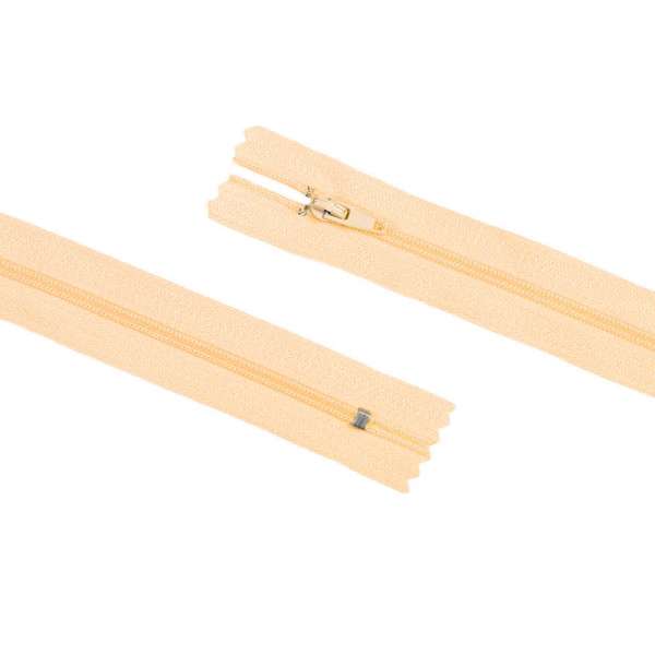 Молния спиральная М-20 Тип-3 неразъемная х/б песочная с розовым