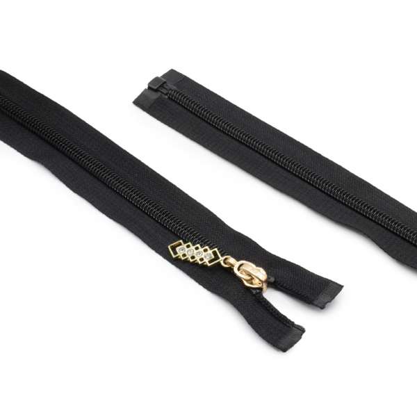 Молния спиральная М-110 Тип-7 разъемная х/б бегунок со стразами черная