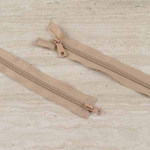 Молния спиральная М-100 разъемная 2 бегунка бежевая темная