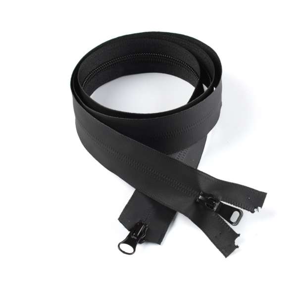 Молния спиральная М-100 Т-7 разъемная 2 бегунка черная прорезиненная