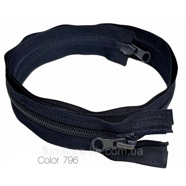 Молния спиральная М-100 Т-7 разъемная 2 бегунка синяя