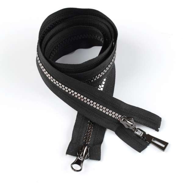 Молния тракторная М-100 Тип-5 разъемная 2 бегунка черная квадрат темный никель