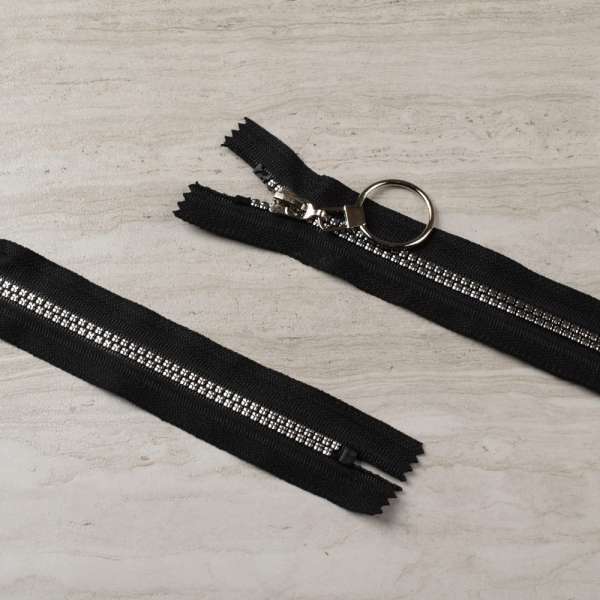 Молния тракторная М-18 Т-5 неразъемная черная/серебро