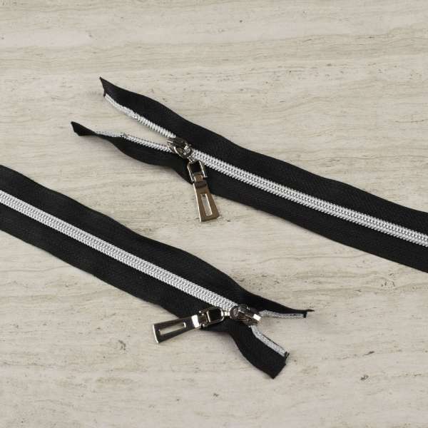 Молния спиральная М-110 №7 разъемная 2 бегунка черная/серебро