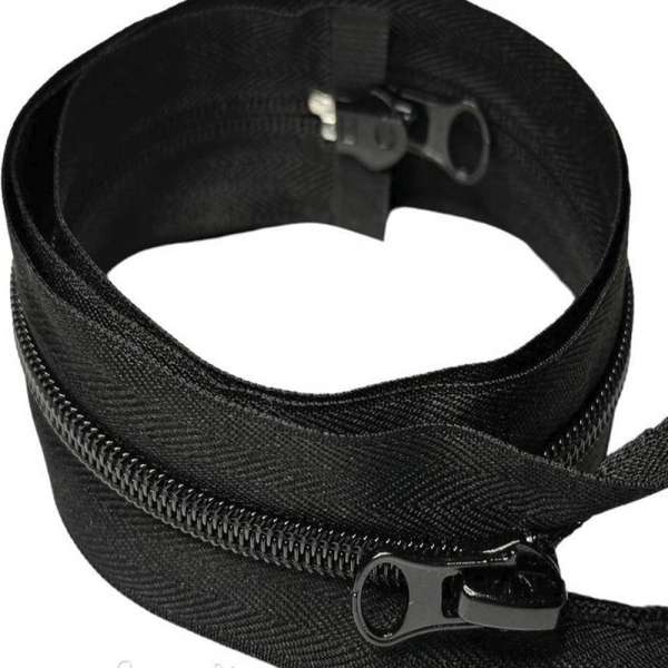 Молния спиральная М-85 №8 разъемная 2 бегунка черная