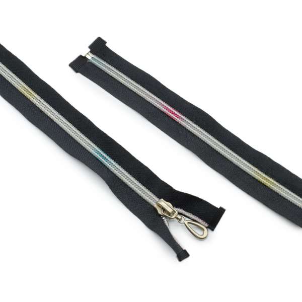 Молния спиральная М-36-40 разъемная радужная спираль черная