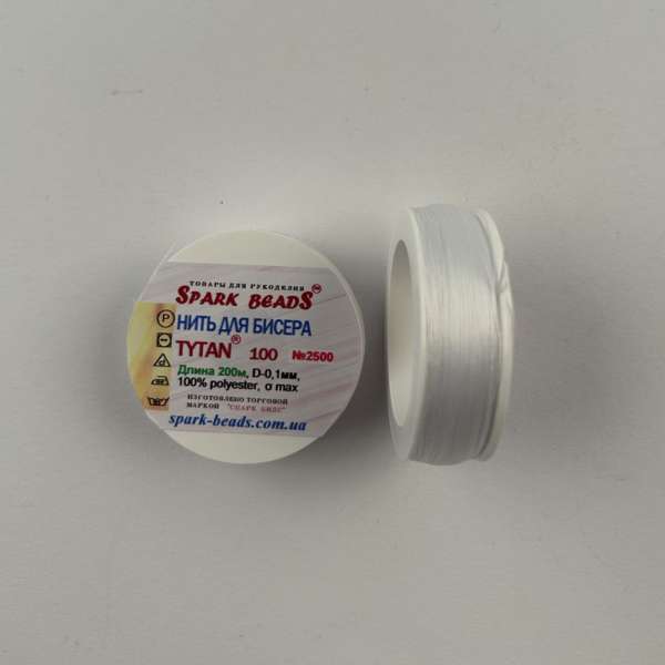 Нитки для вышивания бисером TYTAN (200м) белые