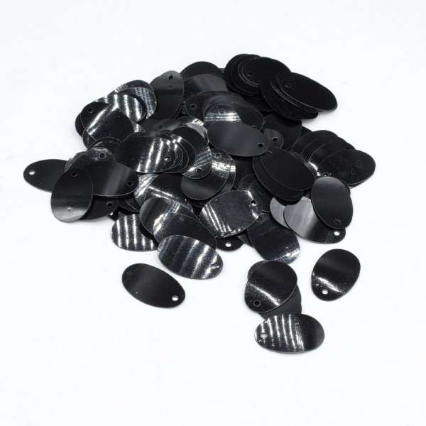 Пайетка овальная 20мм 25 г матовая черная
