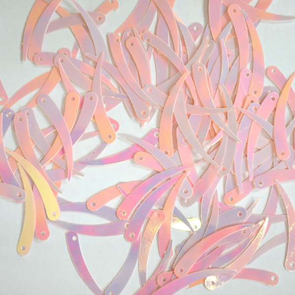 Пайетка хамелеон палочка 32х7мм 25 г  розово-белая