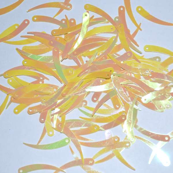 Пайетка хамелеон палочка 32х7мм 25 г желтая