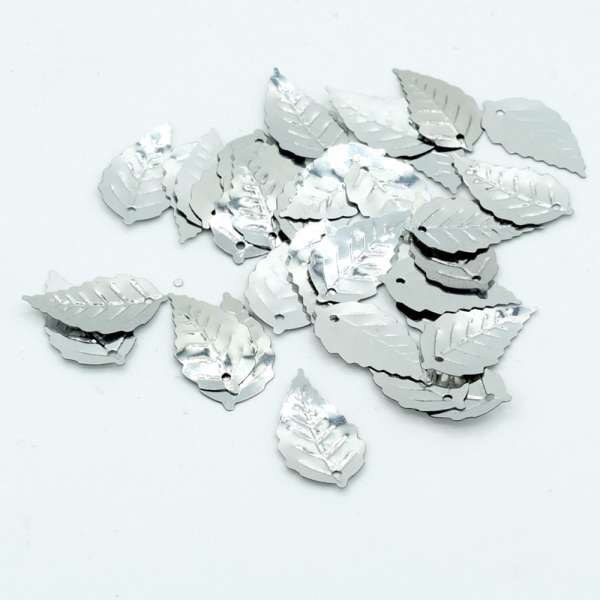 Пайетка хамелеон листик 25х15мм 25 г серебристая