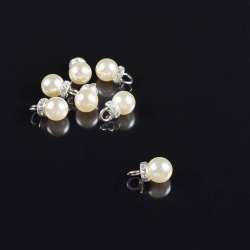 Подвеска жемчужная со стразами на кольце серебро 15мм 1шт