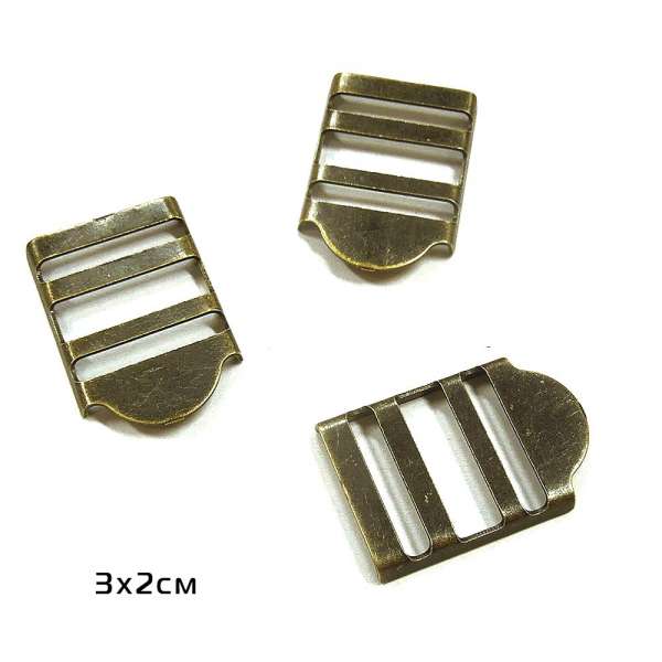 Пряжка с прорезями металл 20мм 22х30мм антик