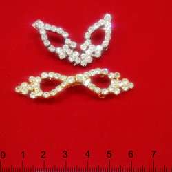 Пряжка разъемная металл со стразами пришивная 60х15мм золотистая серебристая