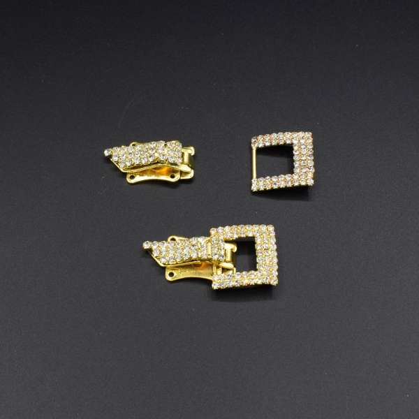 Крючек шубный металл со стразами 40х20мм золото, серебро