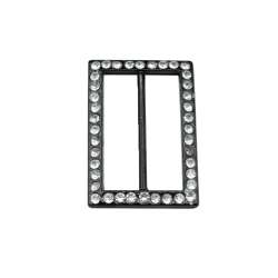 Пряжка неразъемная со стразами металл 40мм прямоугольная 50х35мм черная