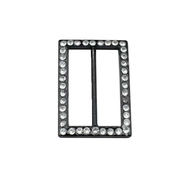 Пряжка неразъемная со стразами металл 40мм прямоугольная 50х35мм черная