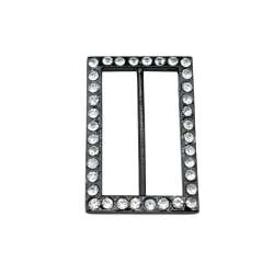 Пряжка неразъемная со стразами металл 50мм прямоугольная 60х40мм черная