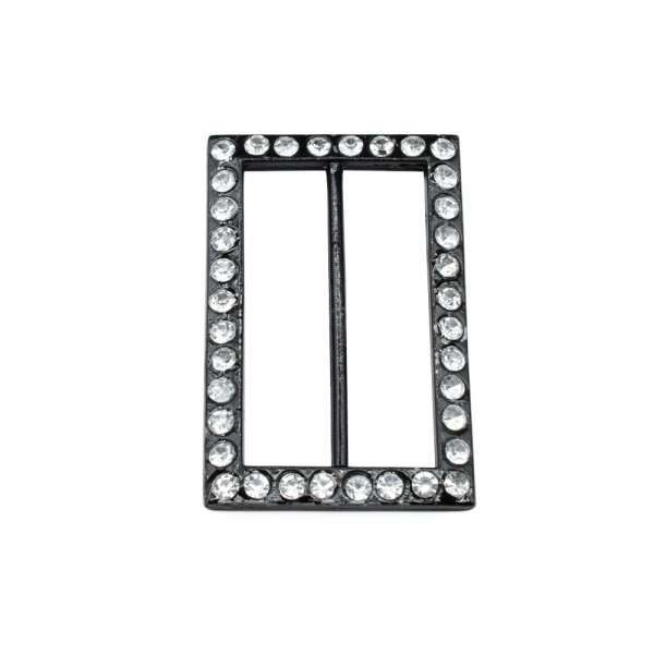 Пряжка неразъемная со стразами металл 50мм прямоугольная 60х40мм черная