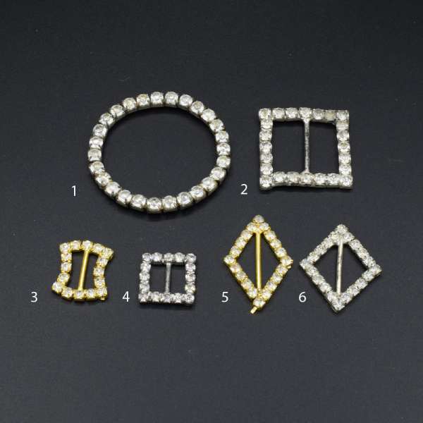 Пряжка неразъемная со стразами металл в  ассортименте золотистые серебристые