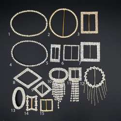 Пряжка неразъемная со стразами металл в ассортименте серебристые и золотистые