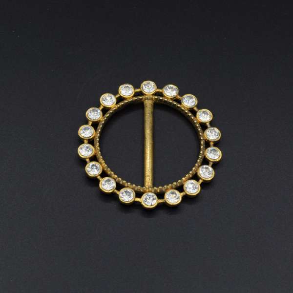 Пряжка неразъемная со стразами металл 40мм 55х55мм золотистая